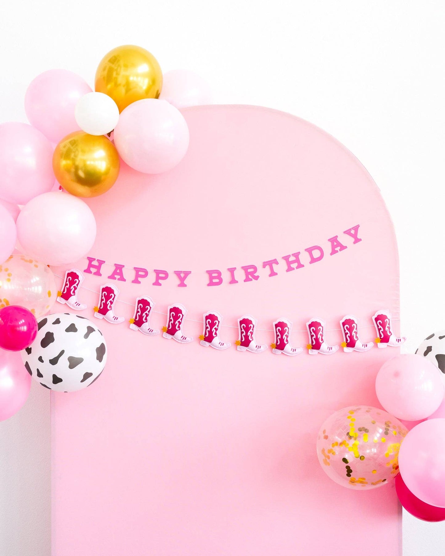 Let's Go Girls Cowgirl Happy Birthday Puffy Felt Banner