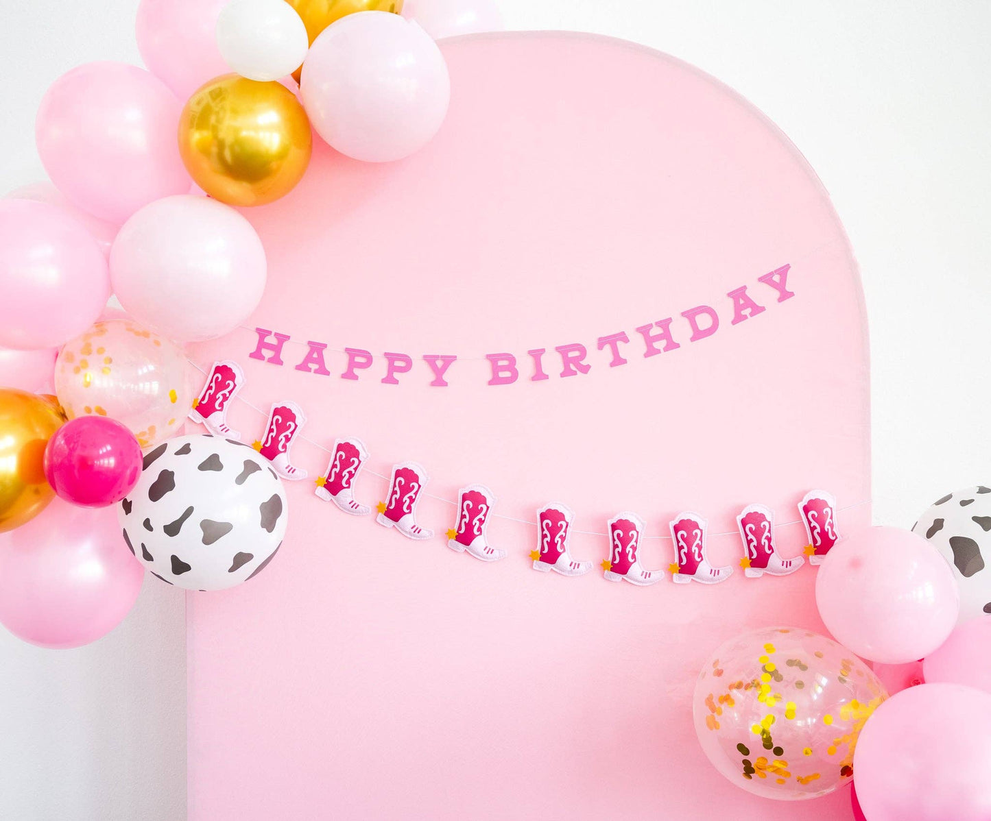 Let's Go Girls Cowgirl Happy Birthday Puffy Felt Banner