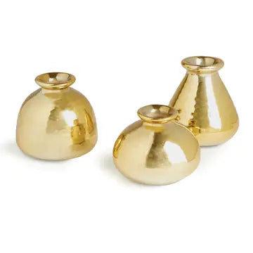 Hammered Gold Bud Vases (Set of 3)
