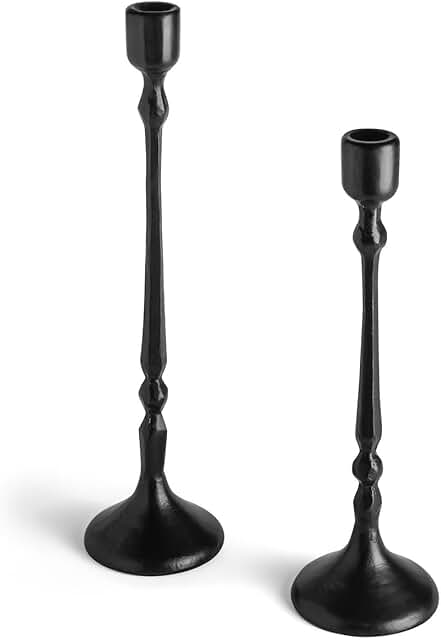 Black Accented Candle Holders- Set of 2
