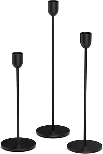 Black Taper Candle Holders- Set of 3