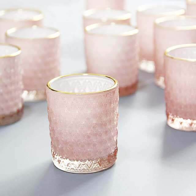 Pink and Gold Rimmed Votive Holders