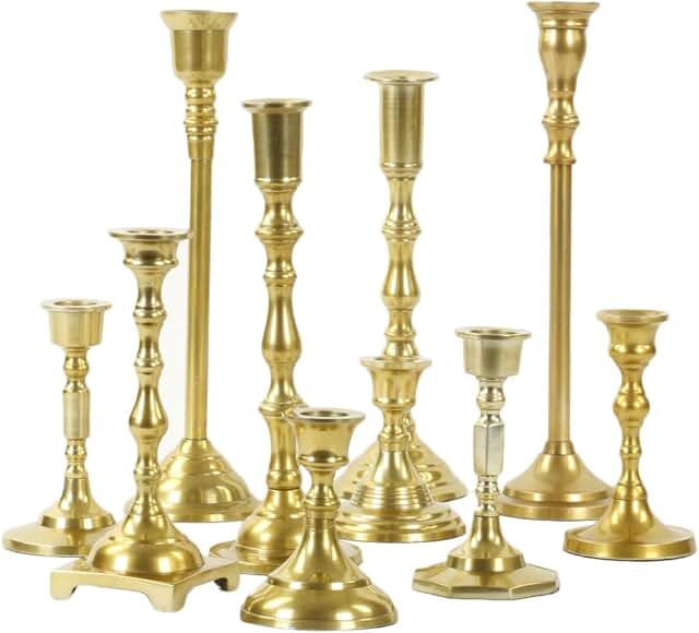 Brass Antique Candle Holders- Set of 10