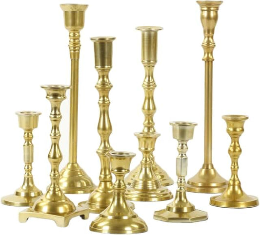 Brass Antique Candle Holders- Set of 10