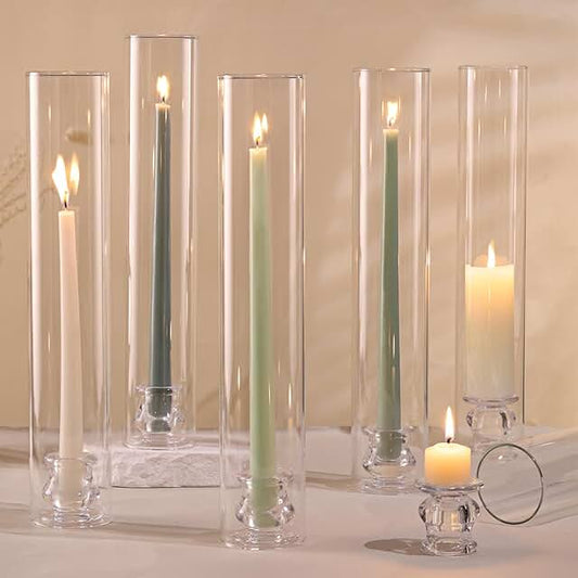 14" Glass Taper Candle Chimneys