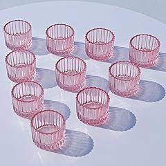 Pink Ribbed Votive Candle Holders