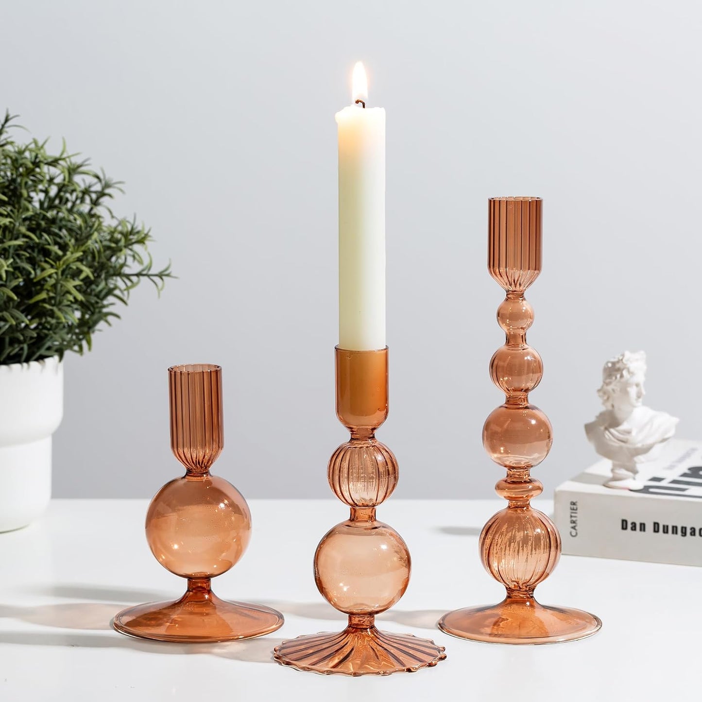 Glass Bubble Candle Holders- Set of 3
