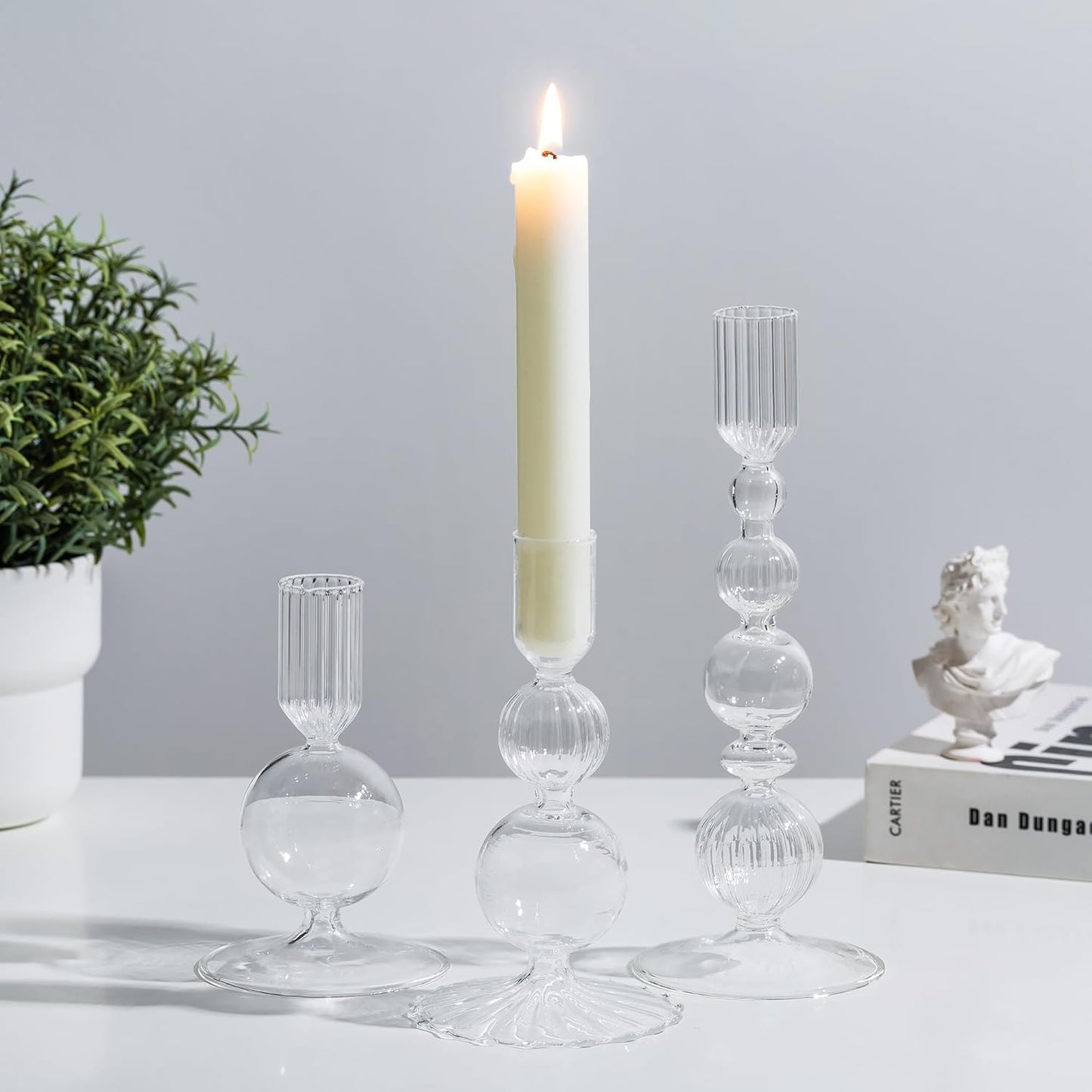 Glass Bubble Candle Holders- Set of 3
