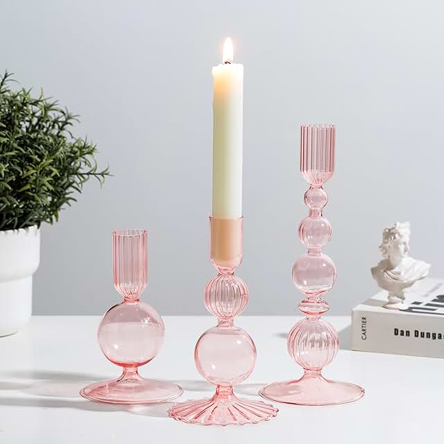 Glass Bubble Candle Holders- Set of 3