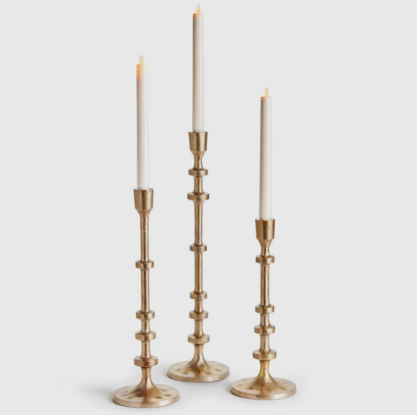 Antique Brass Taper Candle Holders- Set of 3