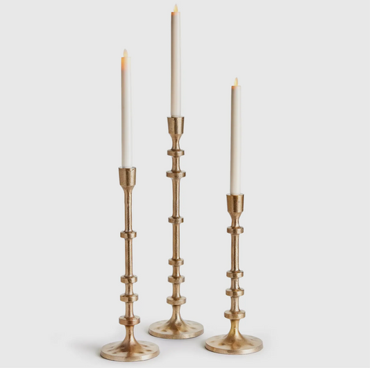 Antique Brass Taper Candle Holders- Set of 3