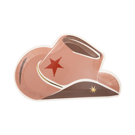 Howdy Cowboy Tan Hat Shaped Plate