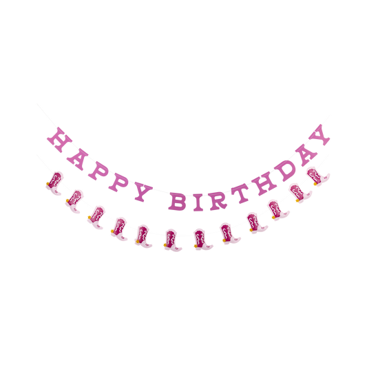 Let's Go Girls Cowgirl Happy Birthday Puffy Felt Banner