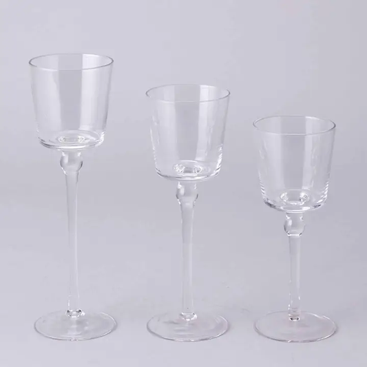 Glass Stemmed Candle Holders- Set of 3
