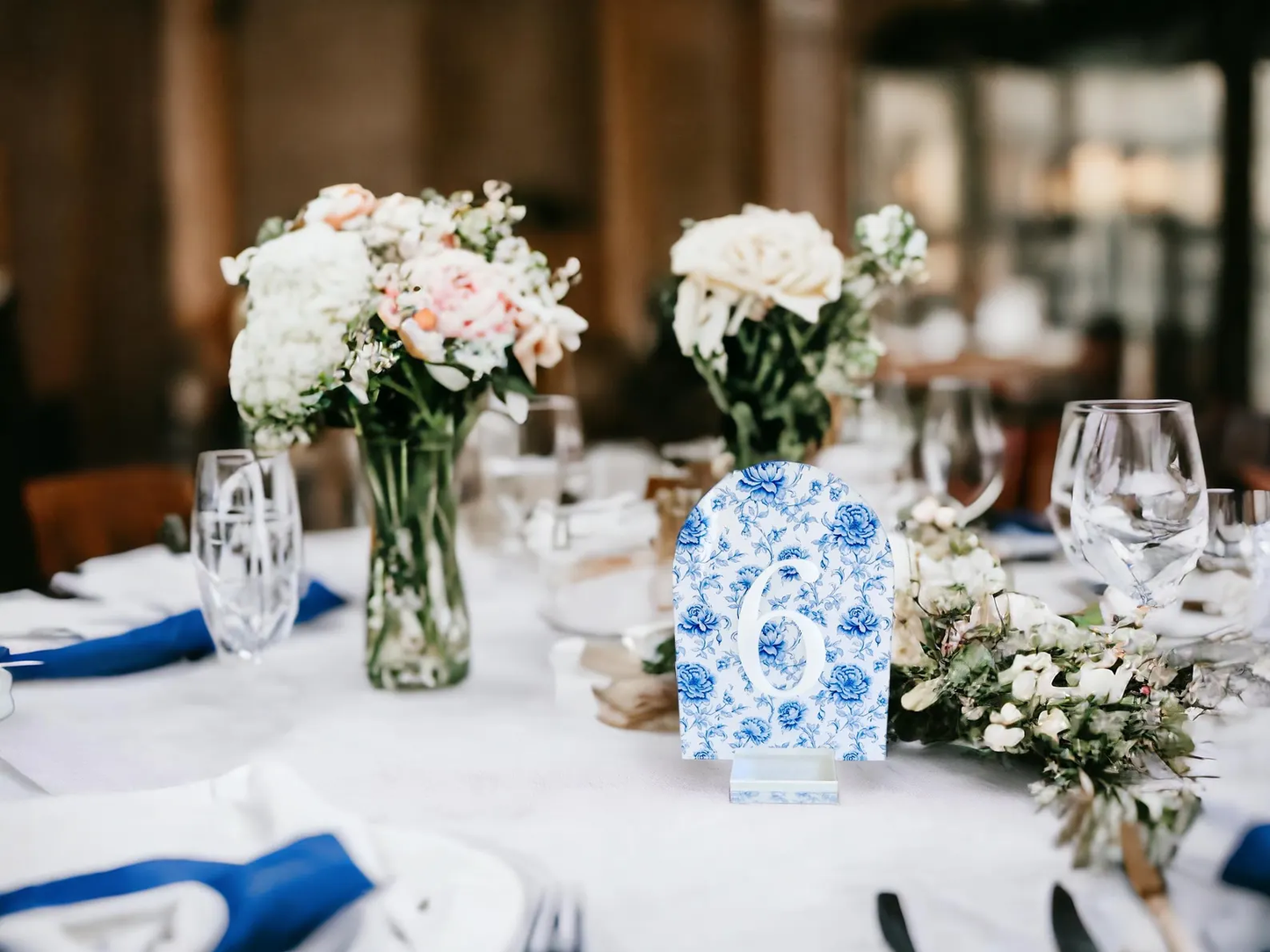 Blue and White Chinoiserie Table Numbers