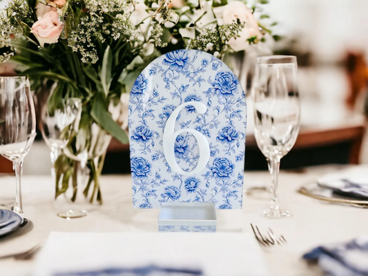Blue and White Chinoiserie Table Numbers